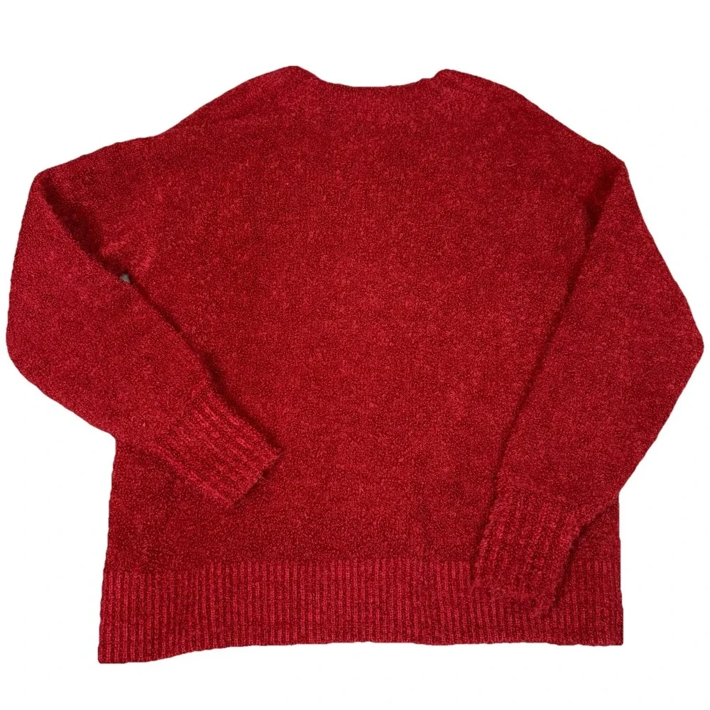 Aerie Cozy Oversized Bouclé V-Neck‎ Sweater Red Women's Size Small Oversized